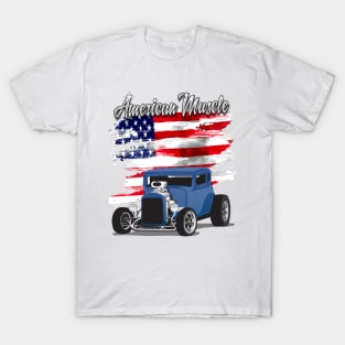 Blue 1932 Chevy 5 Window Coupe Hot Rod American Muscle Print T-Shirt